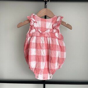 Les Lutins Pink Gingham Baby Bubble Romper Size 3-6 Months